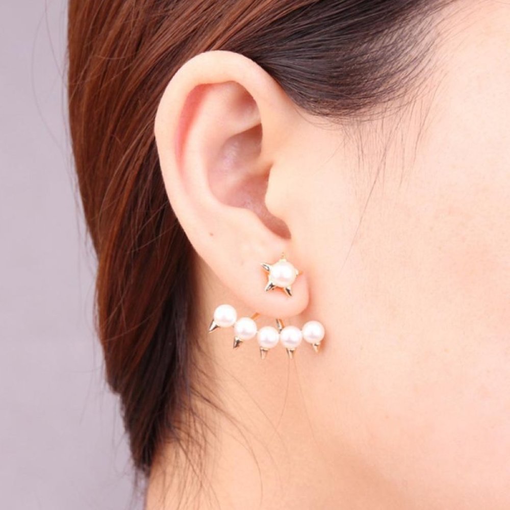 New  18K Gold Plated Pearl Ear Jackets